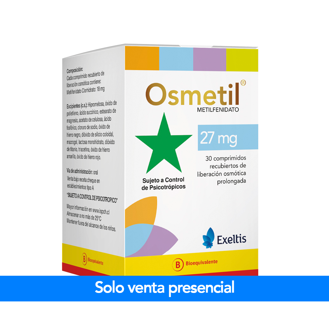Osmetil (B) Metilfenidato 27mg 30 Comprimidos Prolongados