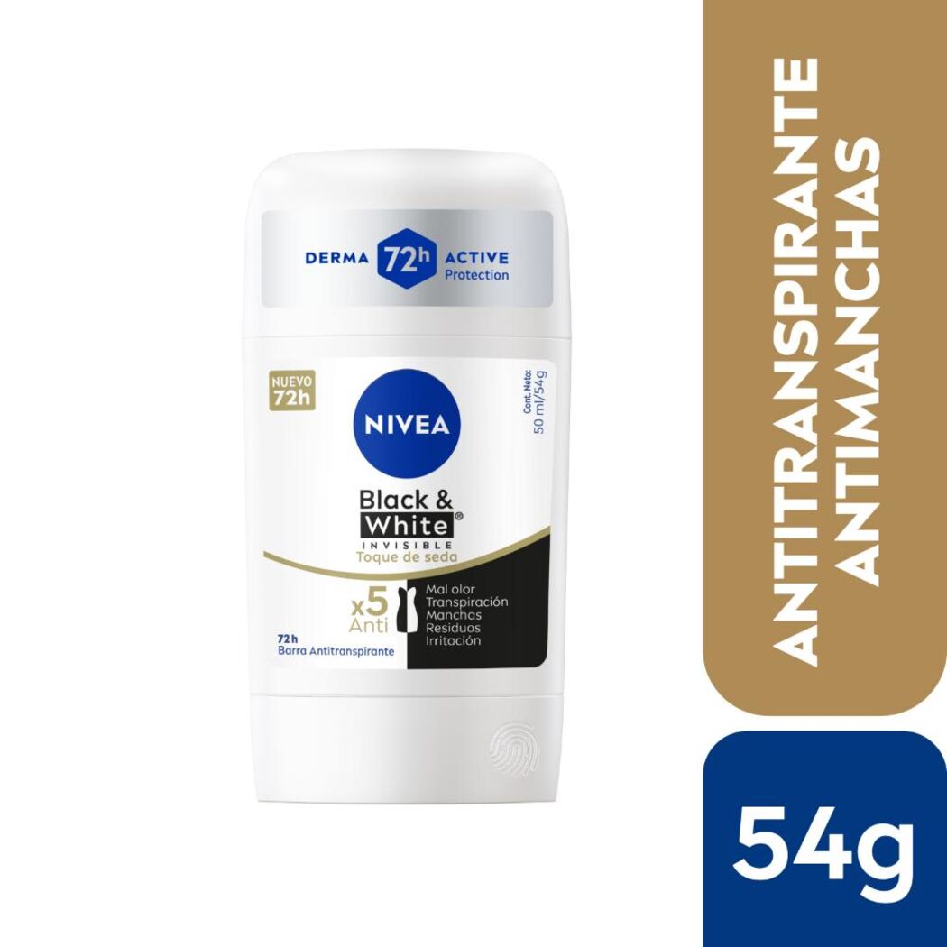 NIVEA Antitranspirante Black & White Invisible Toque De Seda en Barra 54g