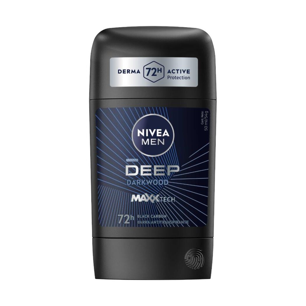 NIVEA MEN Antitranspirante Antibacterial en Barra, Deep Beat Black Carbon Hombre 54g