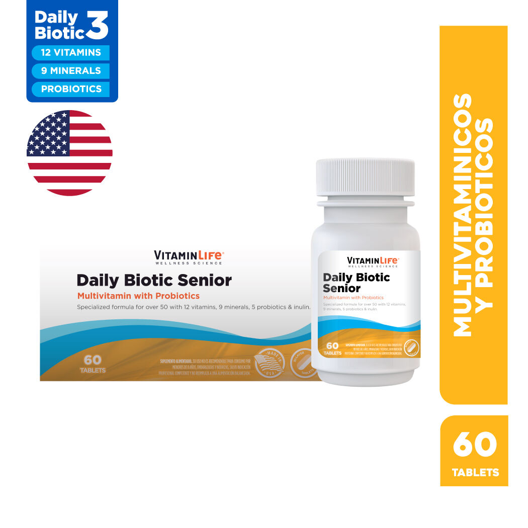 Multivitamínico y Probiótico Daily Biotic VitaminLife Senior 60 Tabletas