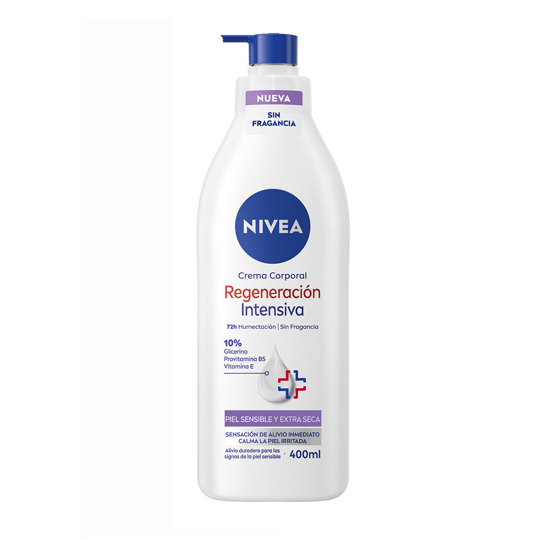 NIVEA Regeneración Intensiva Crema Corporal Piel Sensible y Extra Seca Sin Fragancia 400ml