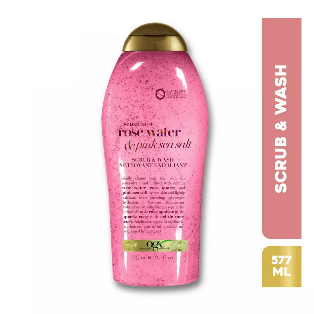 OGX Rose Water Scrub & Wash 577ml