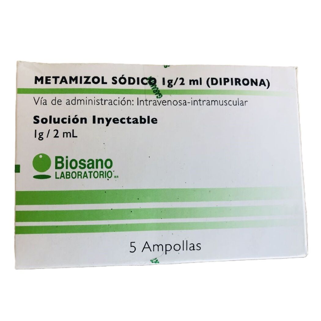 Metamizol 1g/2ml Solución Inyectable 5 Ampollas