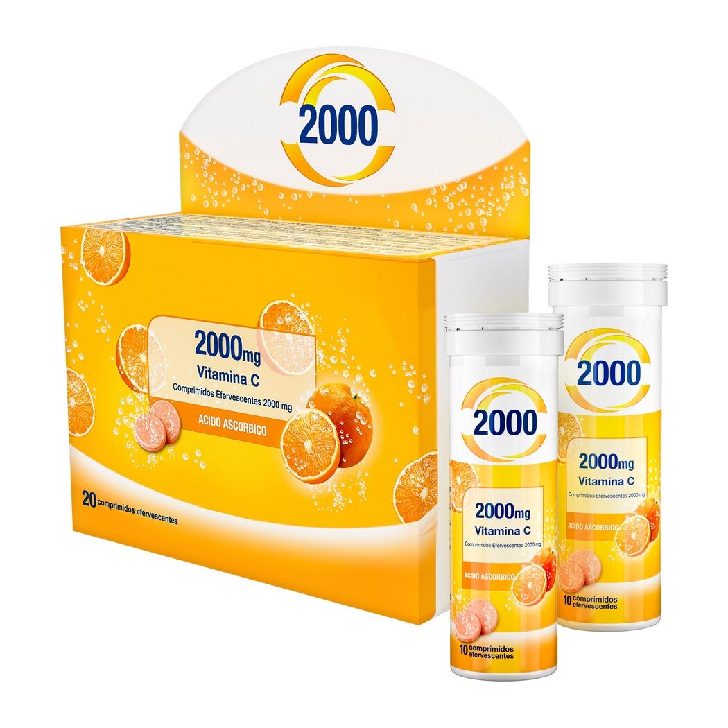 Vitamina C 2000 en comprimidos efervescentes con 20 tabletas