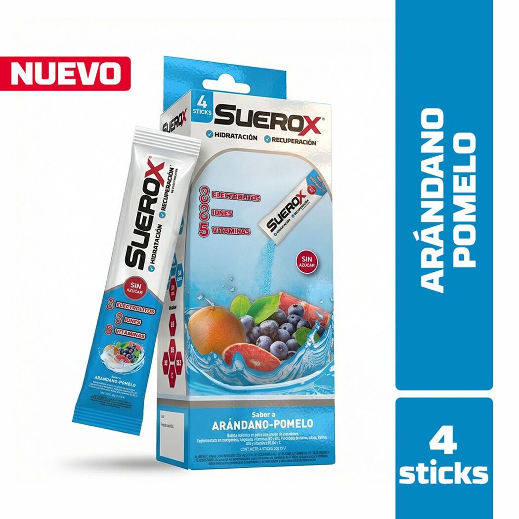SueroX Polvo Arándano - Pomelo 20g x4
