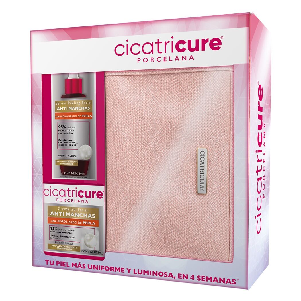 Pack Cicatricure Porcelana Serum Peeling + Crema Gel + Cosmetiquero