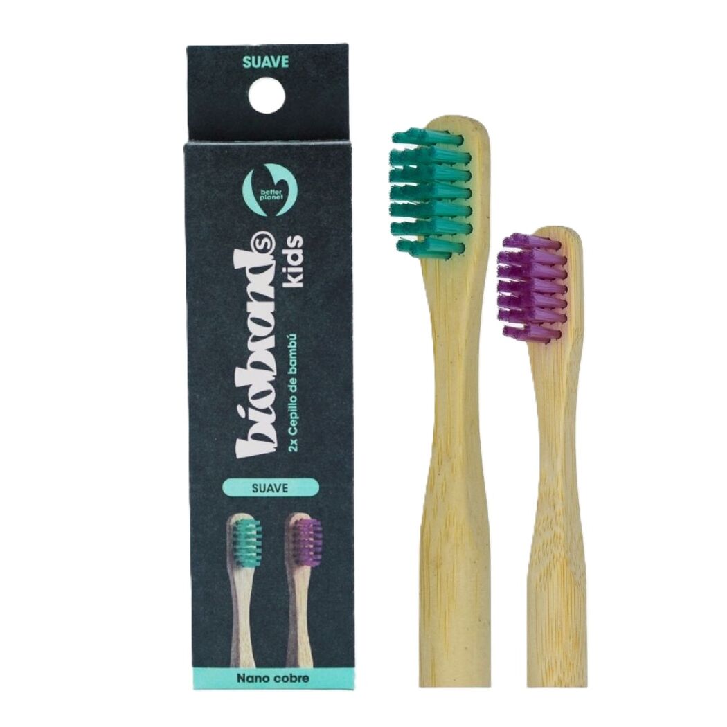 Duo Pack Cepillo Dental de Bambú Kids Suave Menta