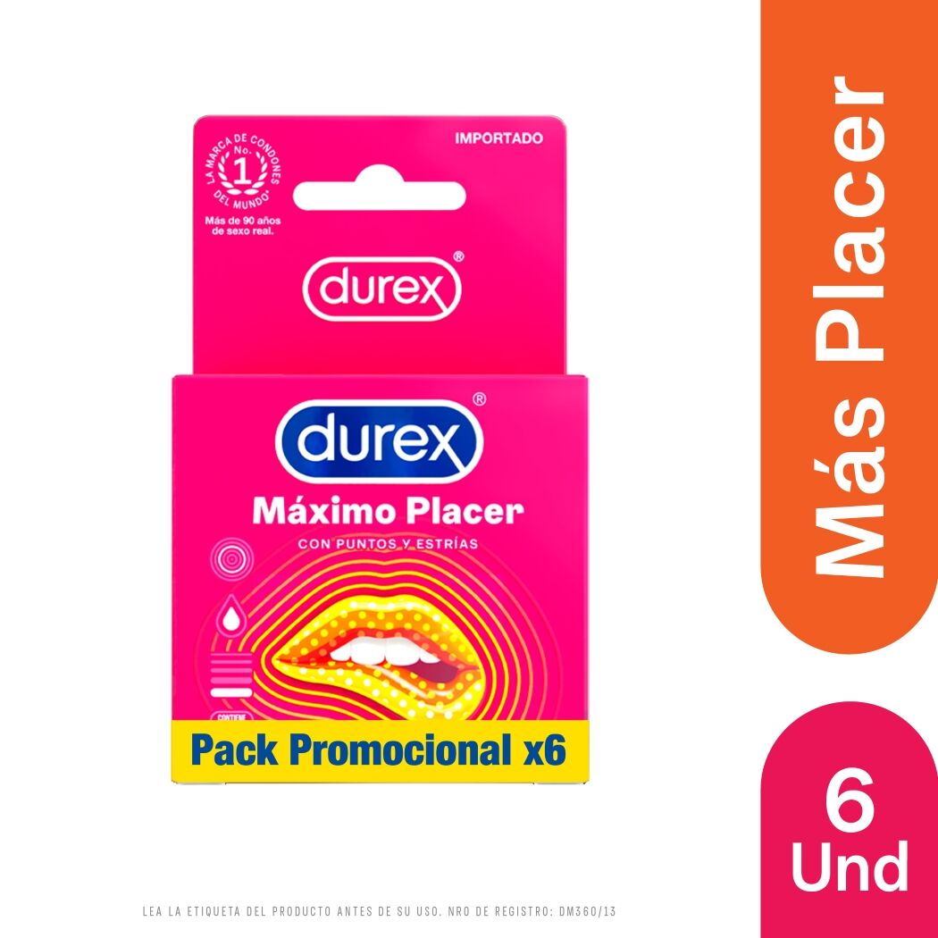Durex Condones Máximo Placer 6 Unidades