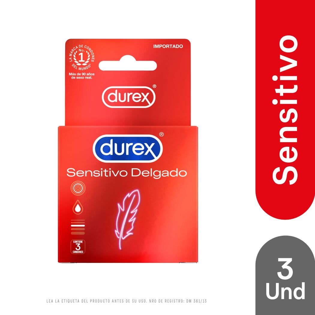 Durex Condones Sensitivo Delgado 3 Unidades
