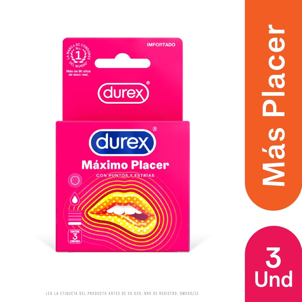 Condones Durex Máximo Placer 3 Unidades