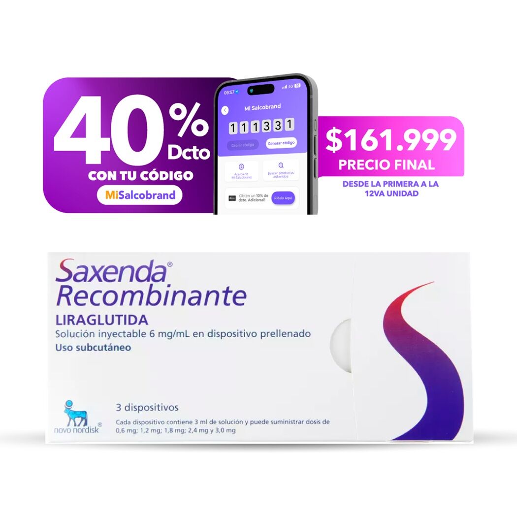 Saxenda Liraglutida 6mg/ml Solución Inyectable 3 Dispositivos