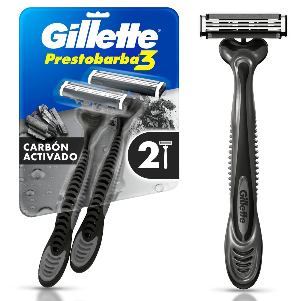 Máquina de Afeitar Gillette Prestobarba 3 Carbono 2 Unidades