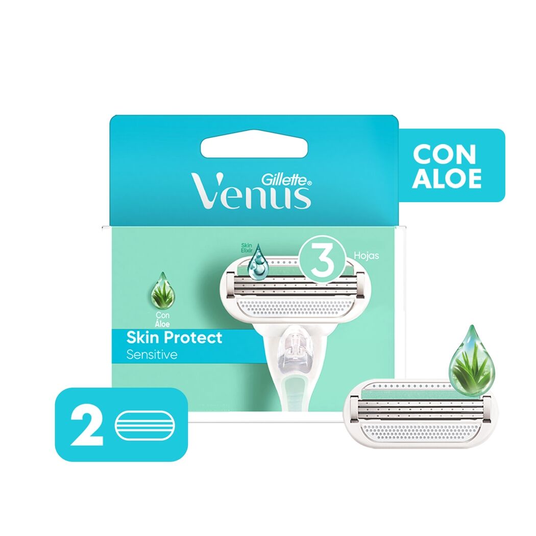 Repuestos Para Afeitar Venus Skin Protect Sensitive 2 Uni