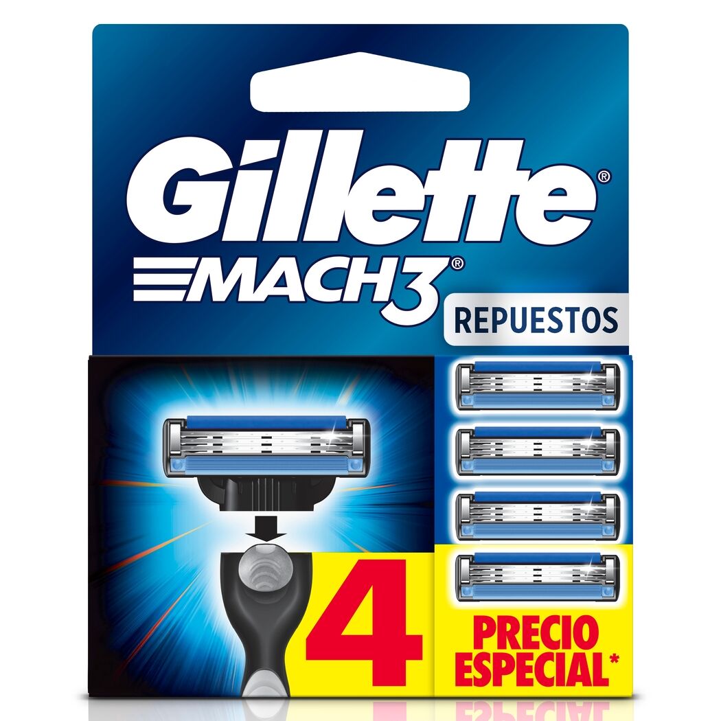 Gillette Mach3 Repuestos de Afeitar 4 Unidades