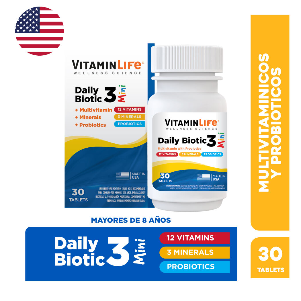 VitaminLife Daily Biotic 3 Mini 30 Tabletas