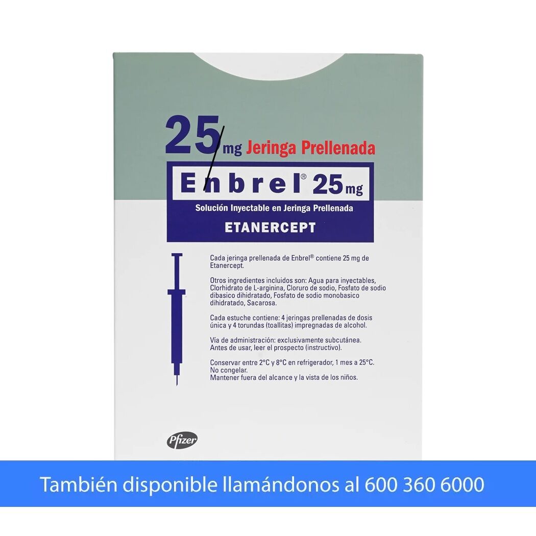 Enbrel Etanercept 25mg 4 Jeringa Prellenada