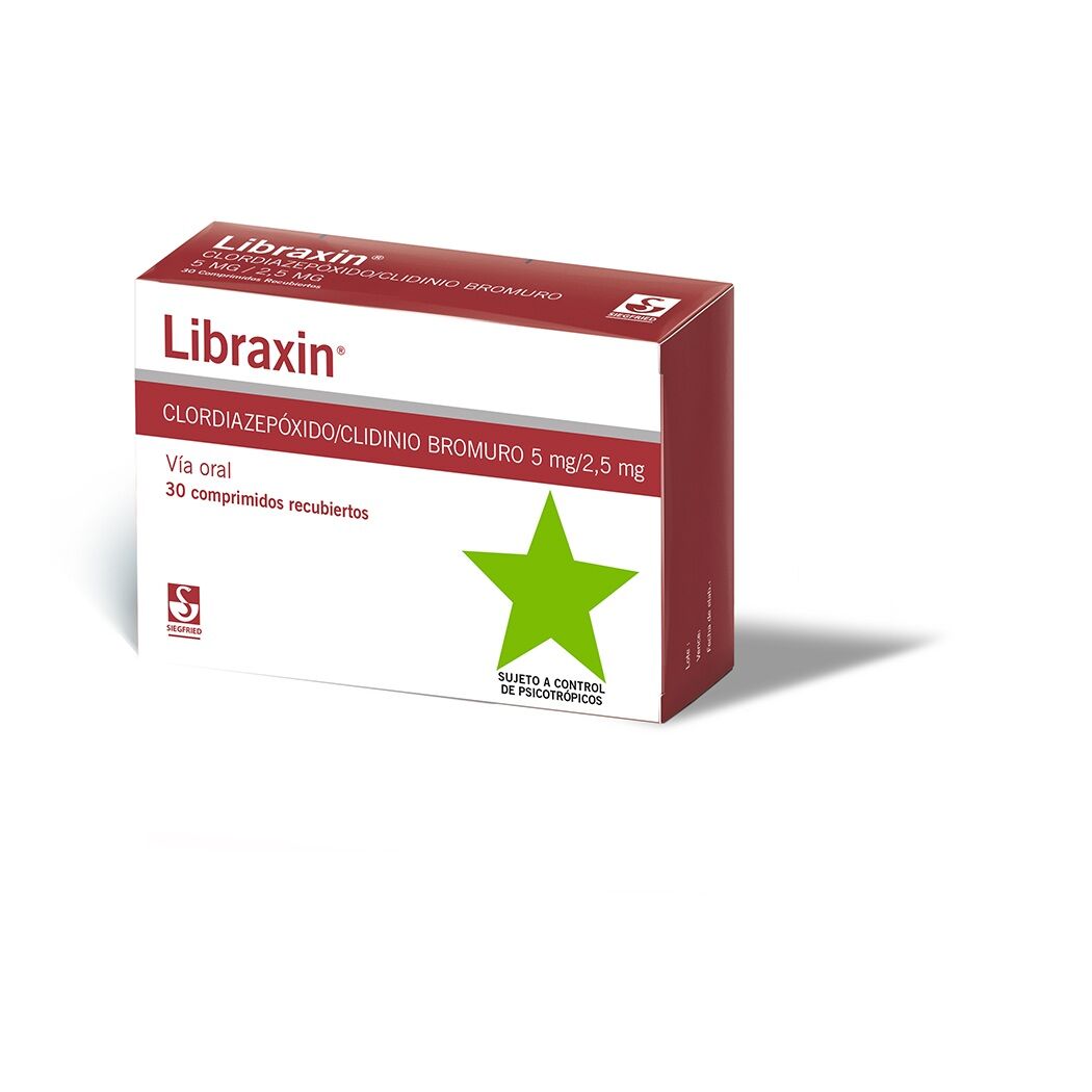 Libraxin Bromuro de Clidinio / Clordiazepoxido 30 Comprimidos Recubiertos