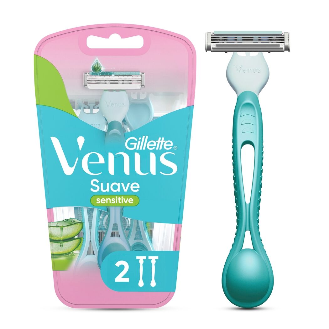 Máquina de Afeitar Mujer Gillette Venus Suave Sensitive con 3 Hojas 2 Unidades