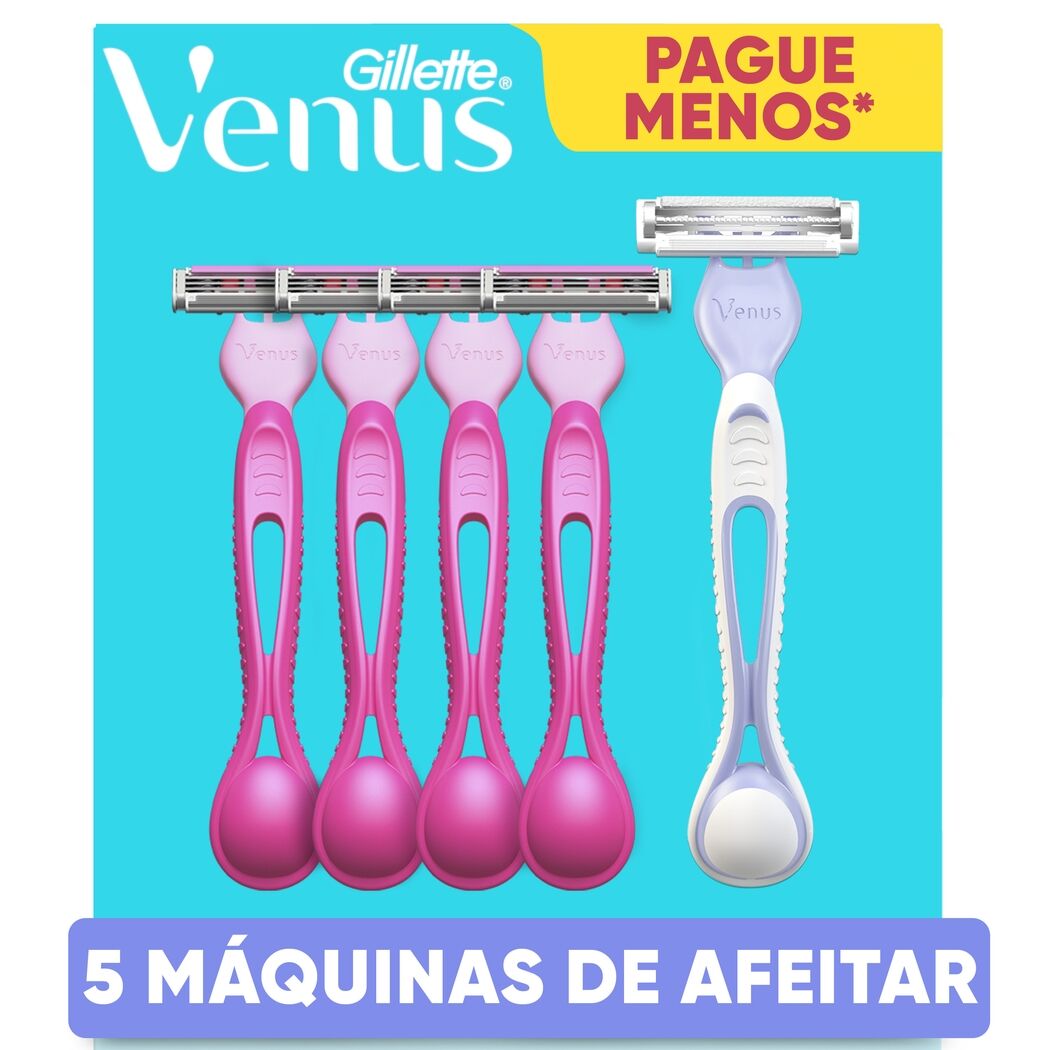 Afeitadoras Venus Suave 4 Unidades + Afeitadora Gillette Venus Íntima 1 Unidad
