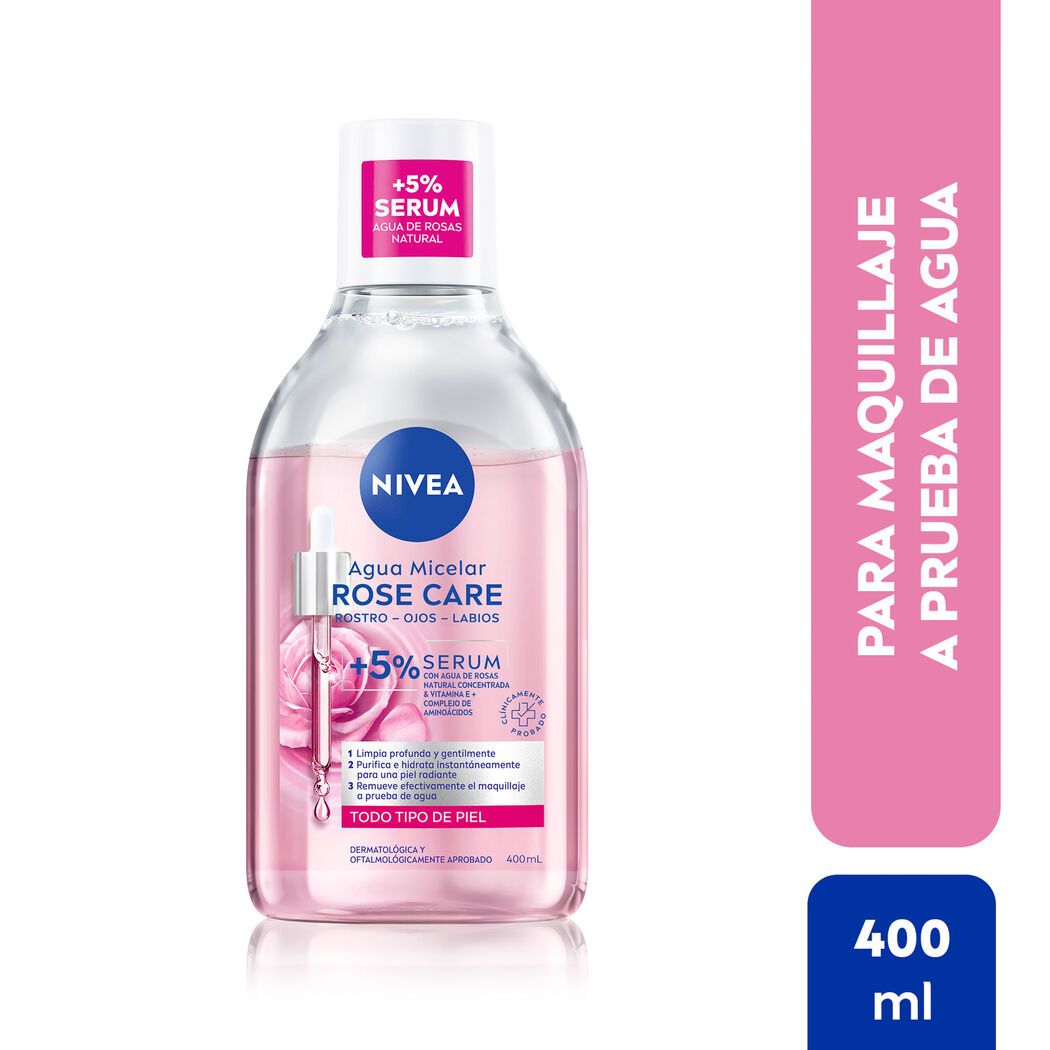 NIVEA Agua Micelar Facial Rose Care Limpieza Suave 400ml