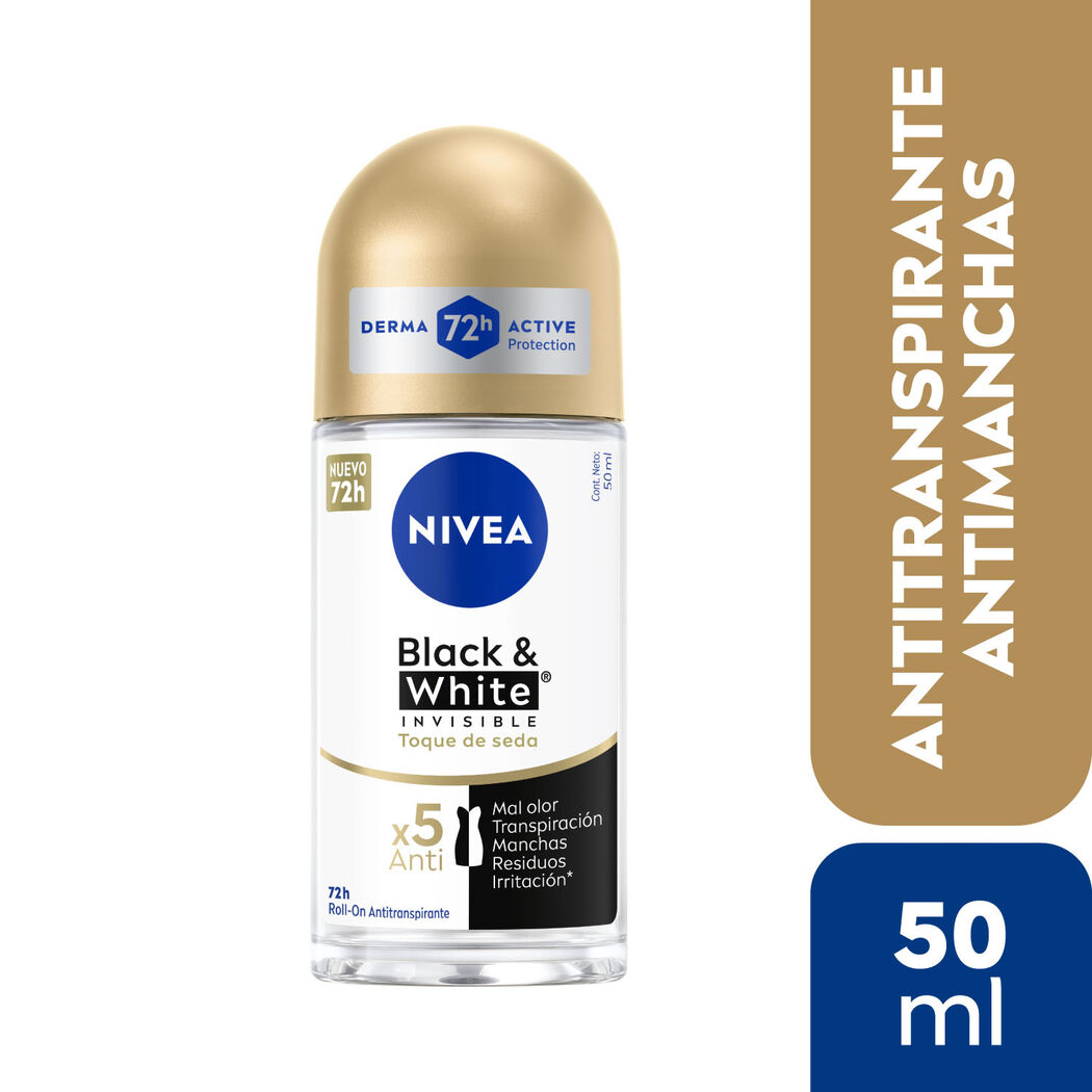 NIVEA Desodorante Roll On Black & White Toque Seda 50ml