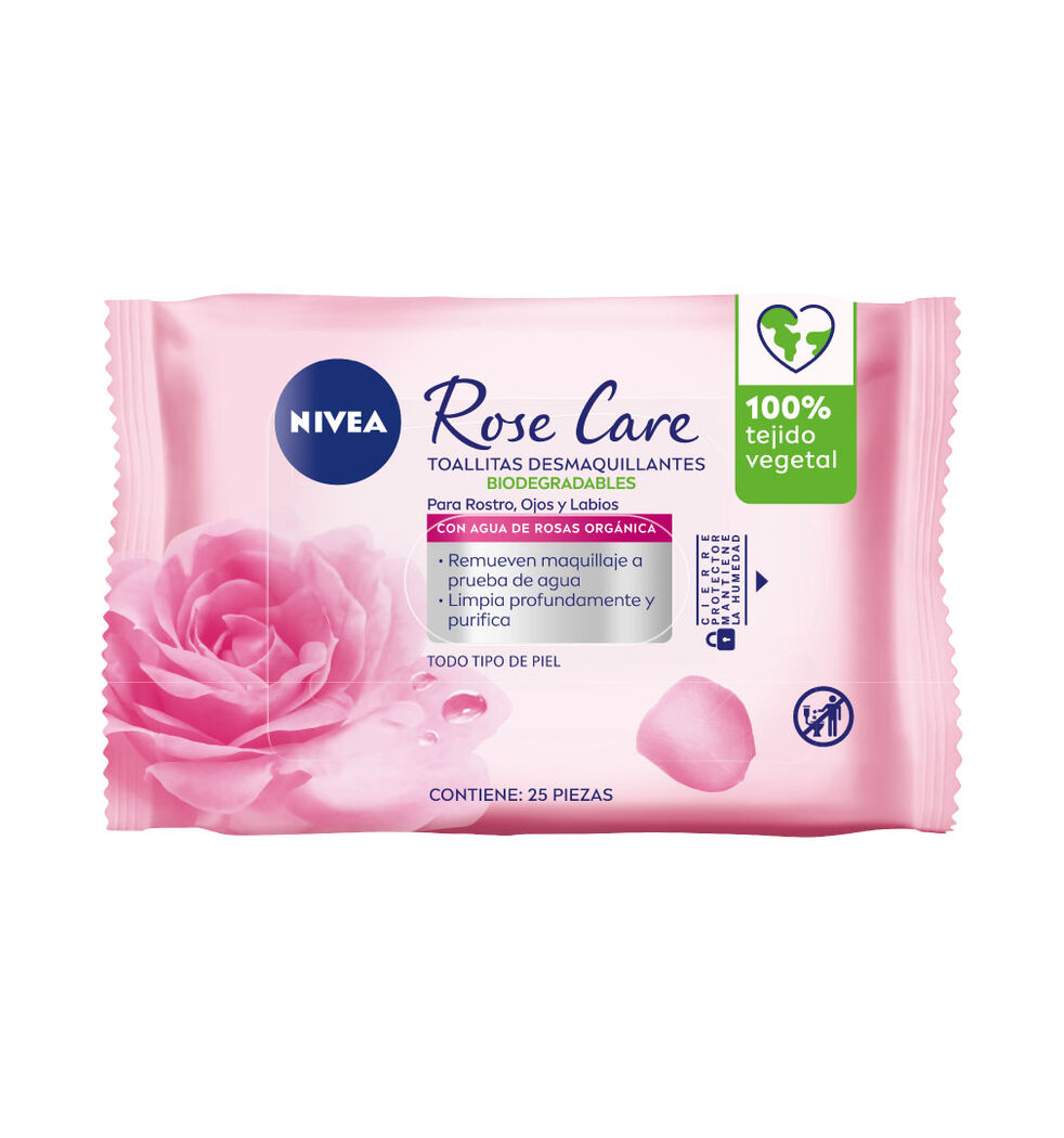 NIVEA Toallitas Desmaquillantes Faciales Rose Care 25 Unidades