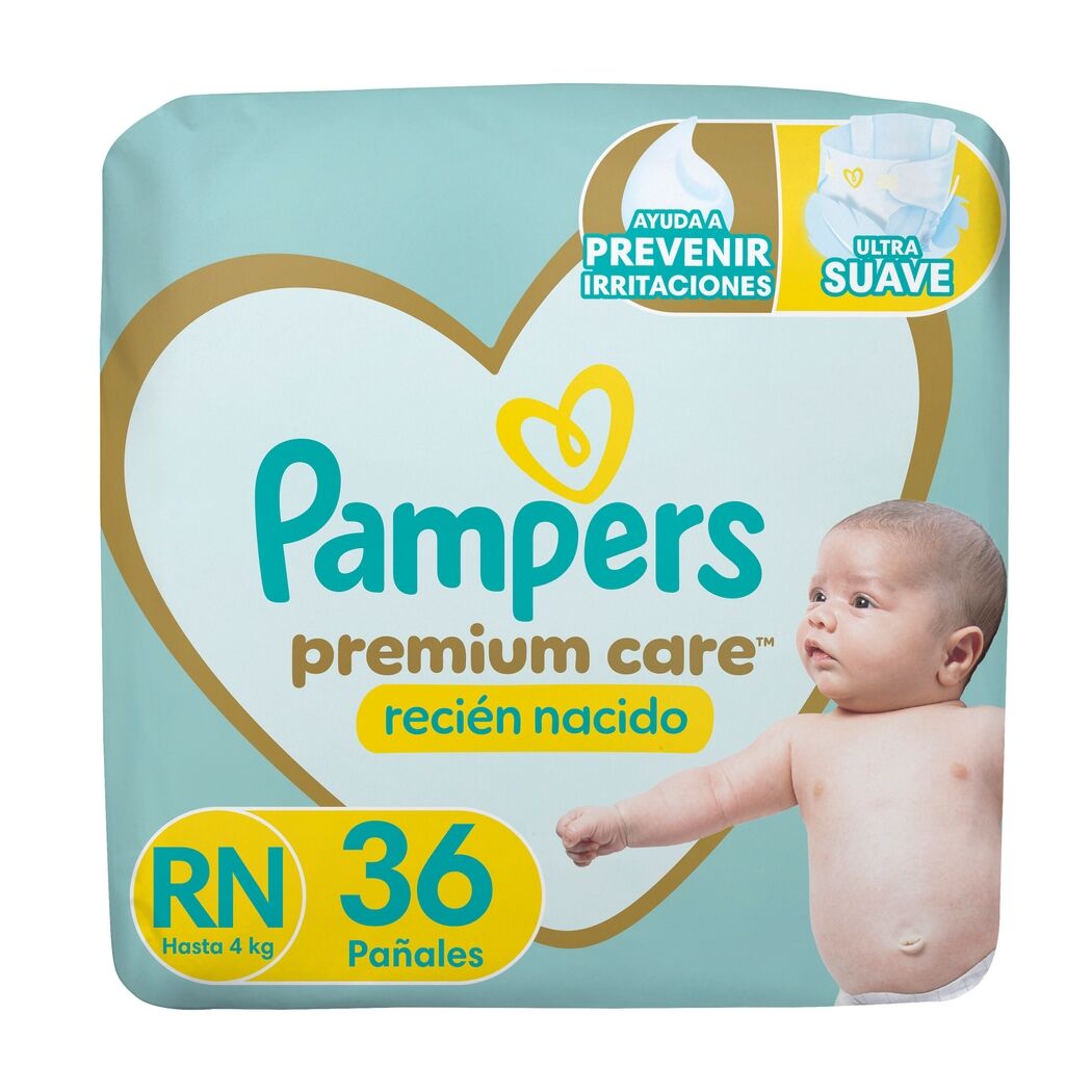 Pampers Pañales Premium Care Talla RN 36 Unidades Hasta 4 kg