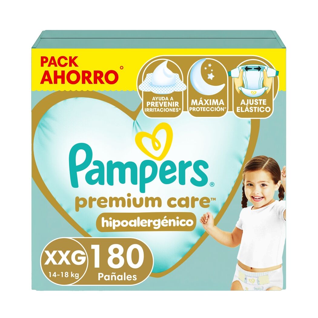 Pampers Pañal Premium Care Tamaño XXG (14-18 kg) 180 Unidades
