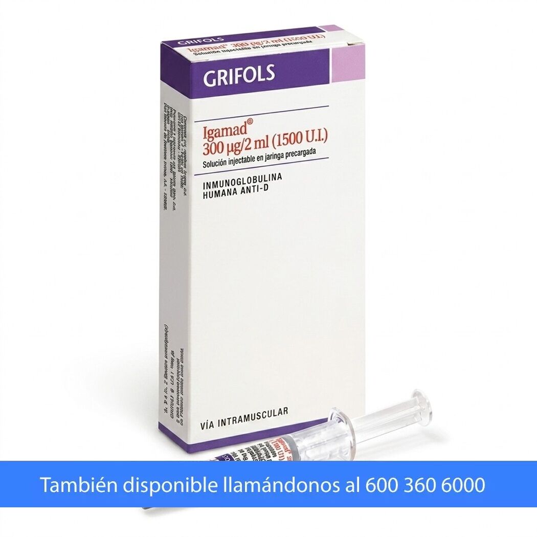 Igamad 300mcg/2ml Inmunoglobulina Anti Rho Inyectable 1 Jeringa Prellenada