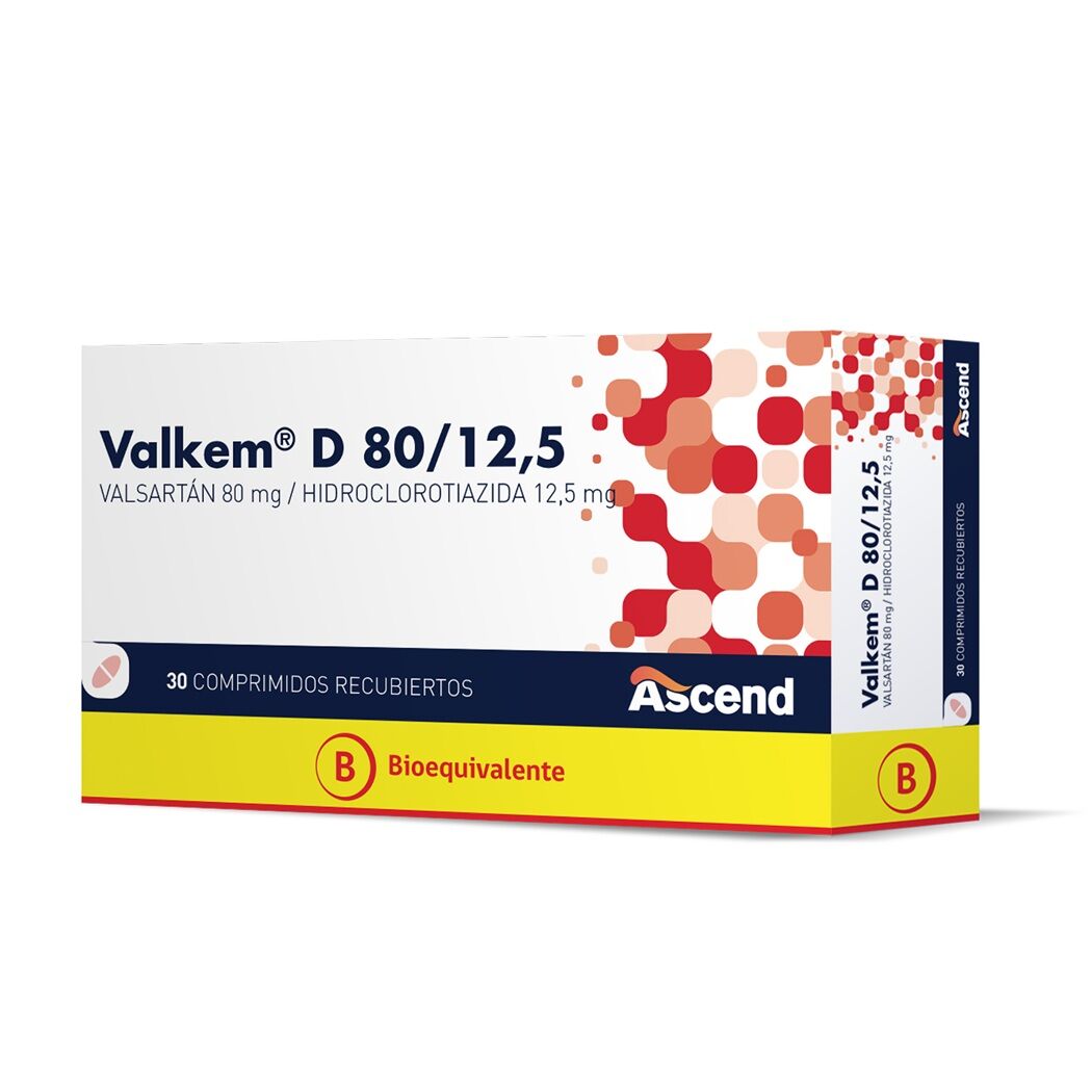 Valkem D (B) 80/12.5 Valsartan / Hidroclorotiazida 30 Comprimidos Recubiertos