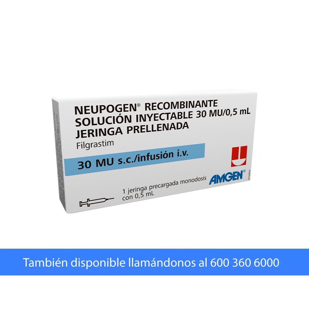 Neupogen (R) Filgrastim 30MU/0.5ml Inyectable 1 Jeringa Prellenada