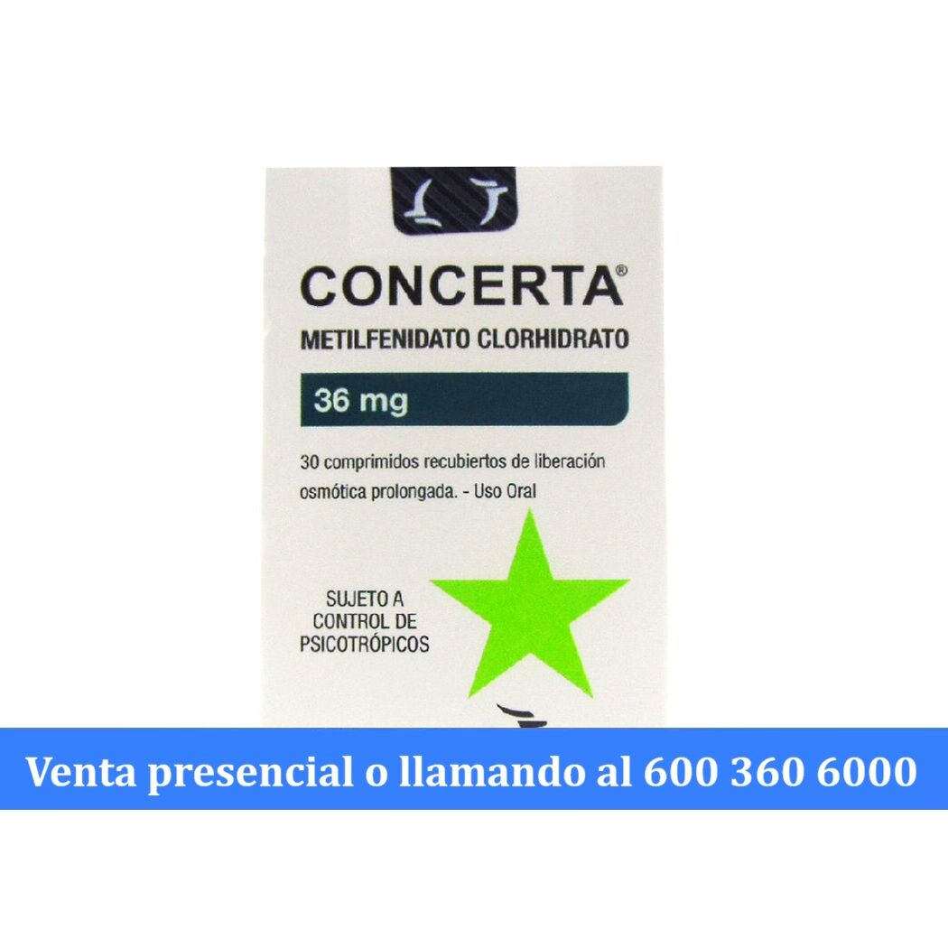 Concerta Metilfenidato 36mg 30 Comprimidos Prolongados