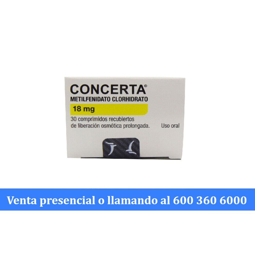 Concerta Metilfenidato 18mg 30 Comprimidos Prolongados