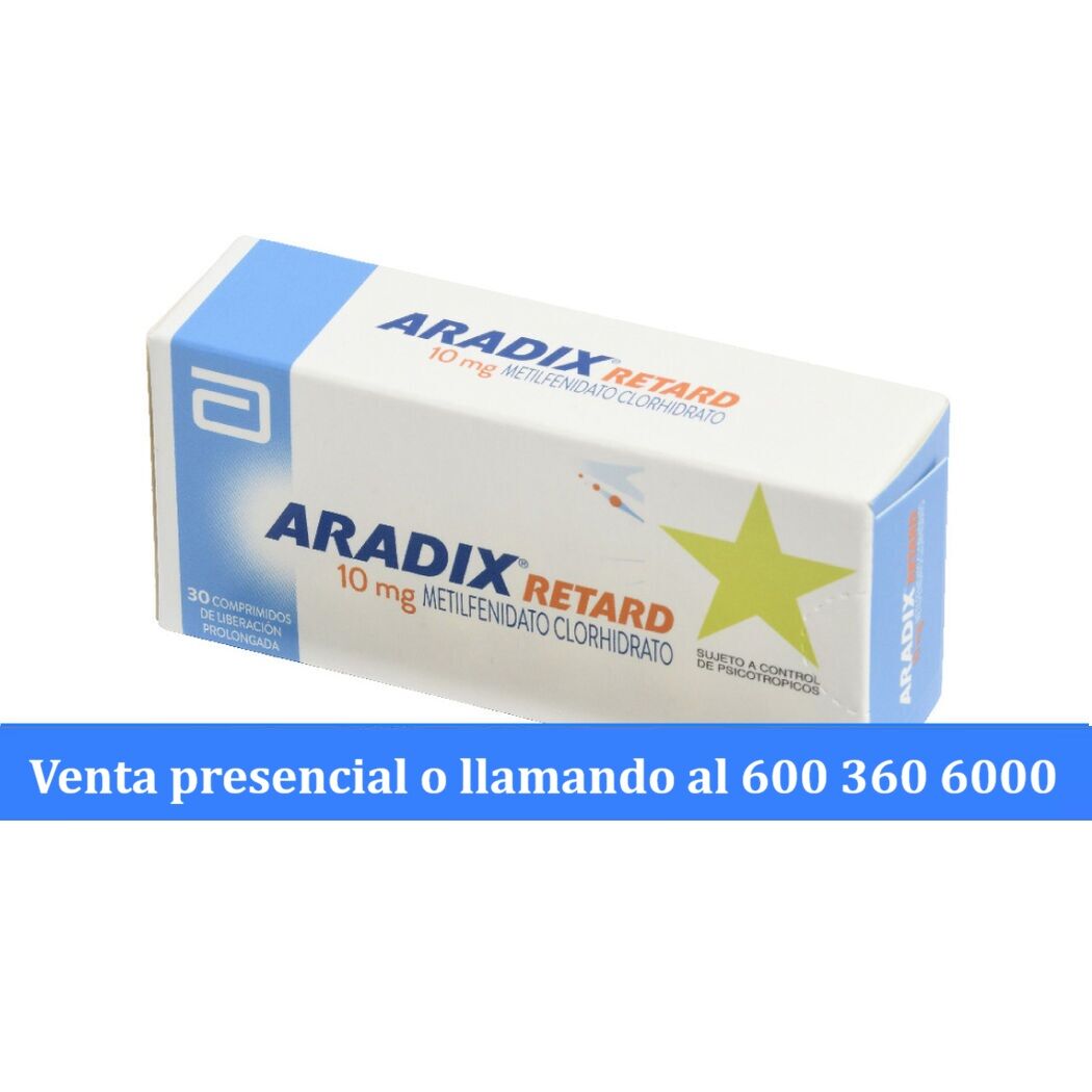 Aradix Retard Metilfenidato 10mg 30 Comprimidos Prolongados