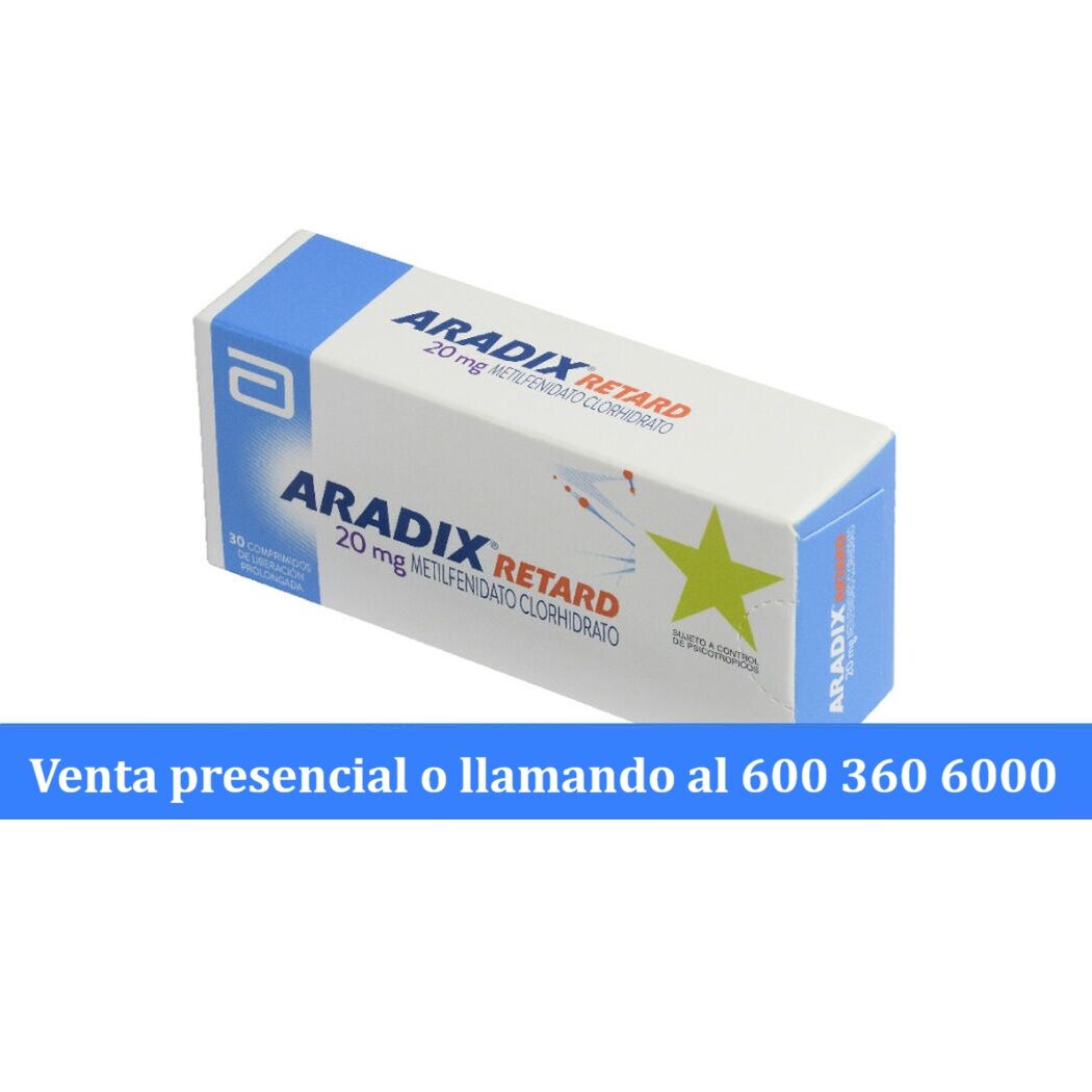 Aradix Retard Metilfenidato 20mg 30 Comprimidos Prolongados