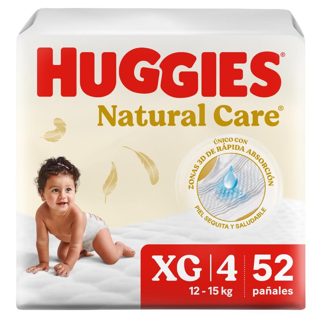 Pañales Huggies Natural Care 4/XG 52 Unidades