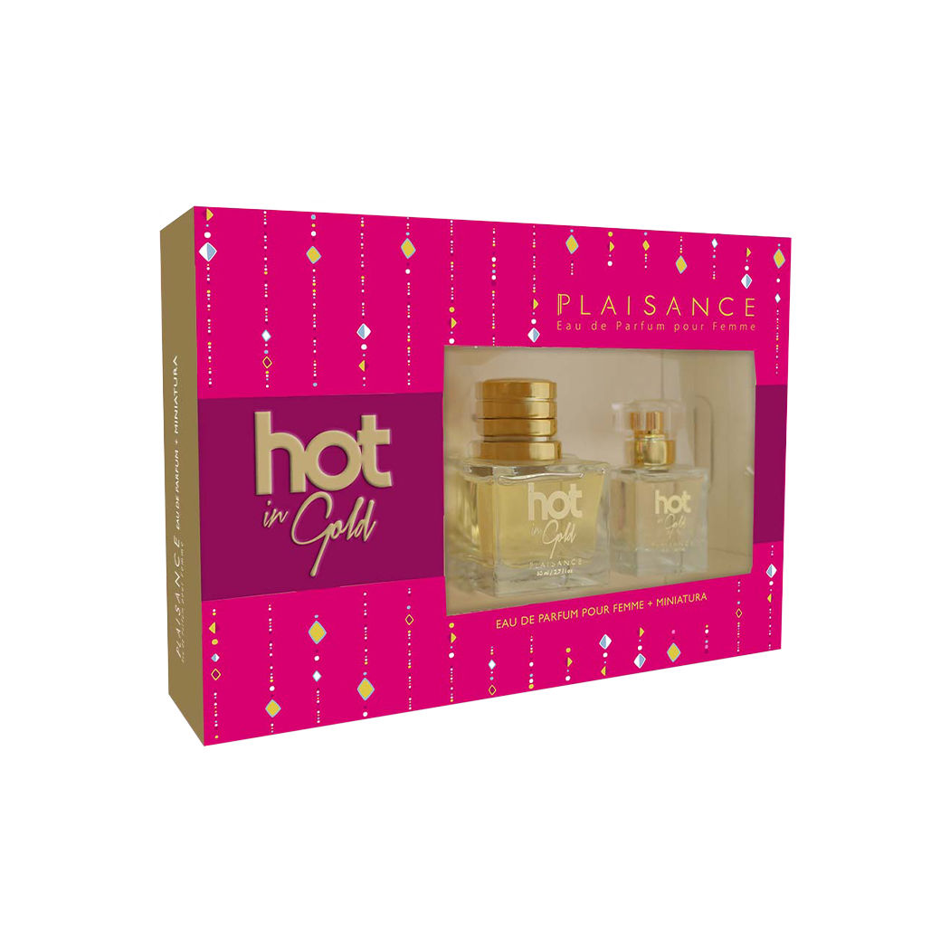 Estuche Hot in Gold 80ml + Miniatura Hot in Gold 25 ML PLAISANCE