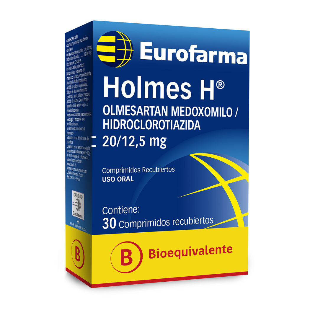Holmes H Olmesartán / Hidroclorotiazida 20/12.5 30 Comprimidos Recubiertos