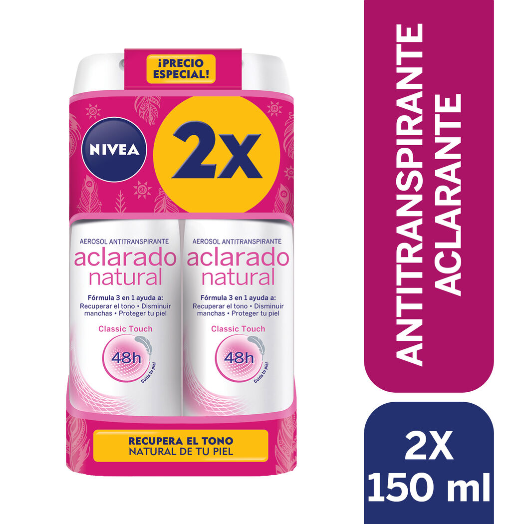 Pack 2X Desodorante Spray Nivea Aclarado Natural 150ml