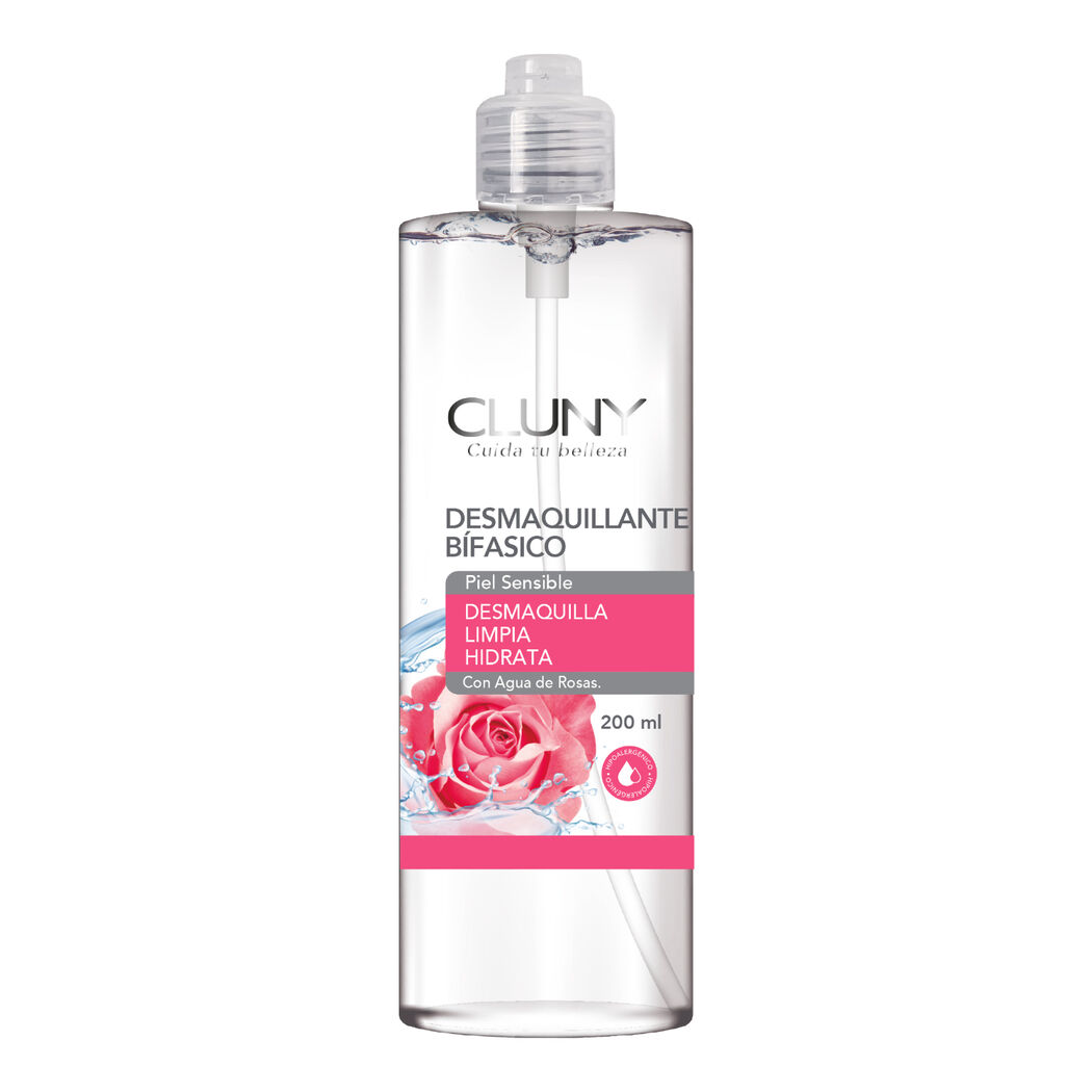Desmaquillante Facial Bifásico Agua Rosas Cluny 200ml