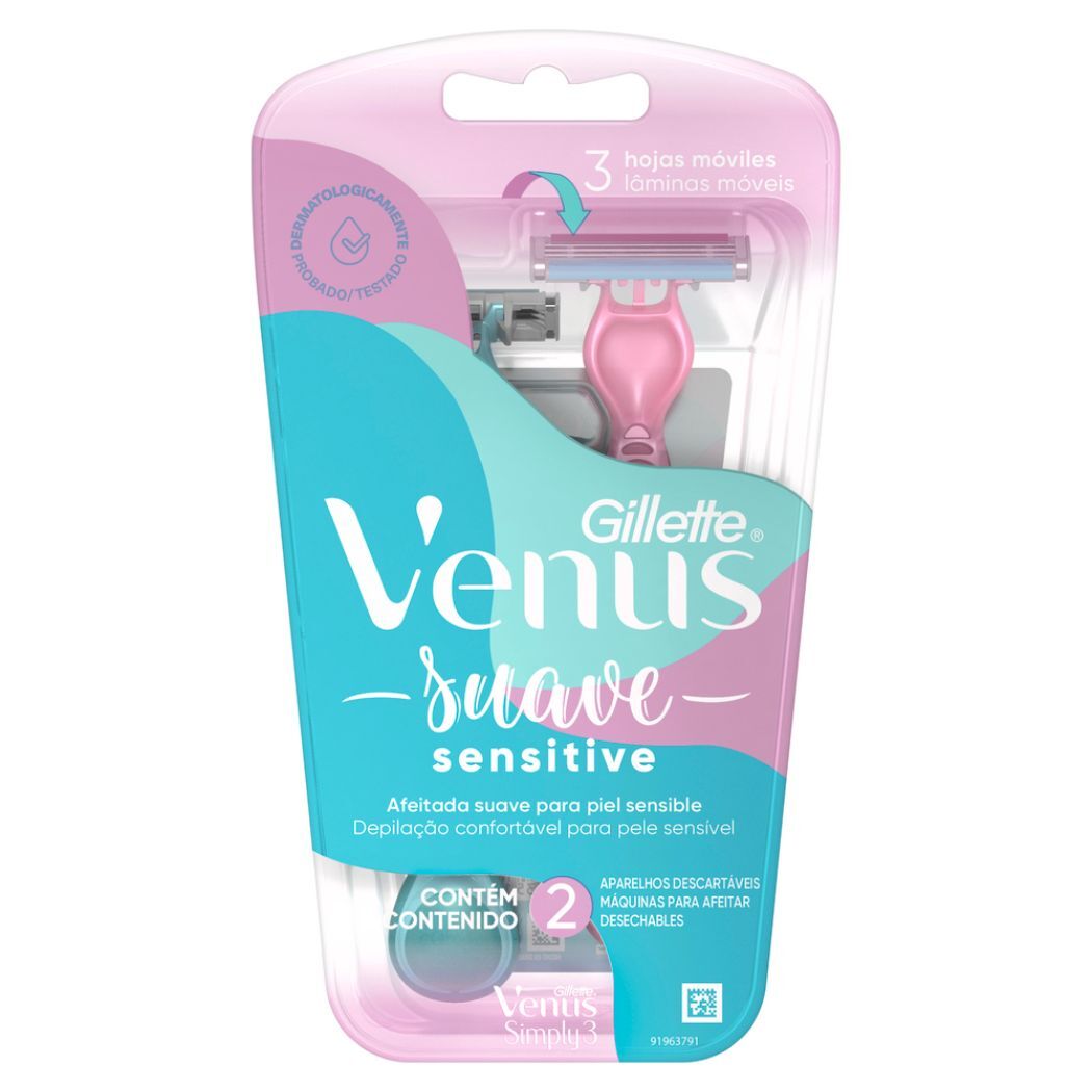 Máquina de Afeitar Mujer Gillette Venus Sensitive con Aloe 2 Unidades