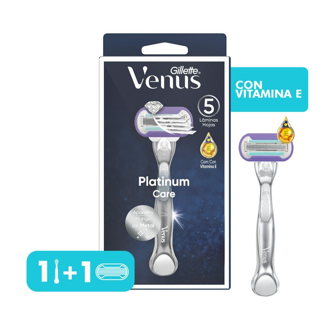 Máquina Afeitar Recargable + 1 Cartucho Venus Platinum Care