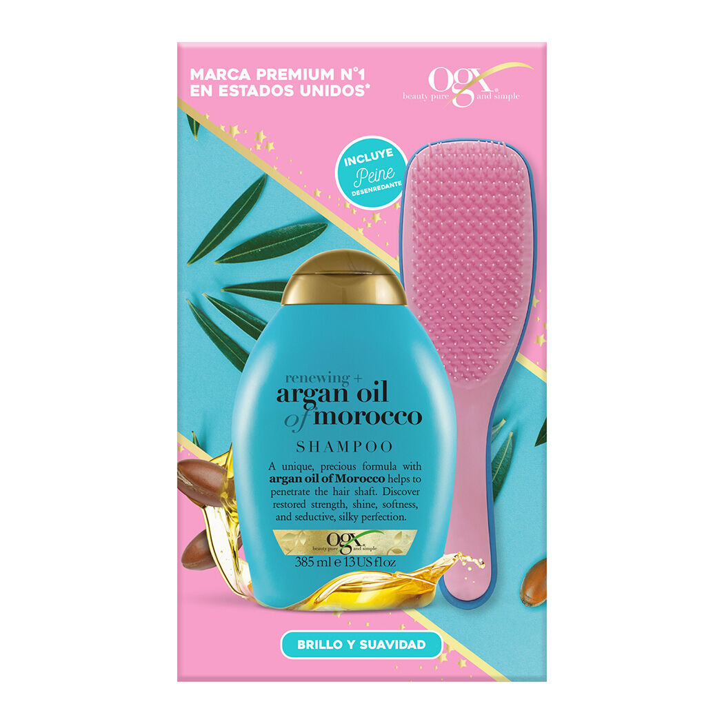 Pack OGX Shampoo Moroccan + Cepillo Antifrizz