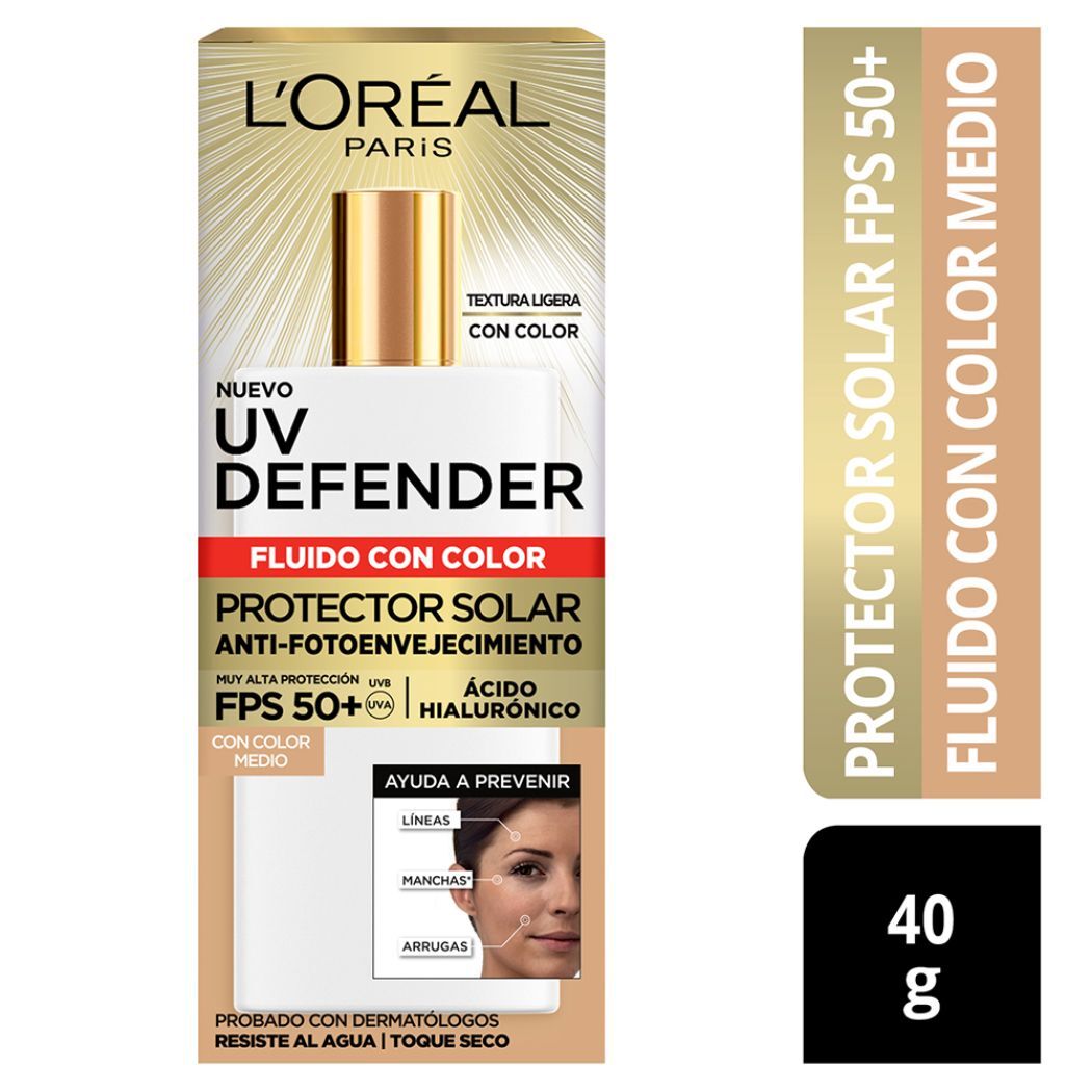 Protector Solar Con Color UV Defender L'Oréal FPS50 40ml