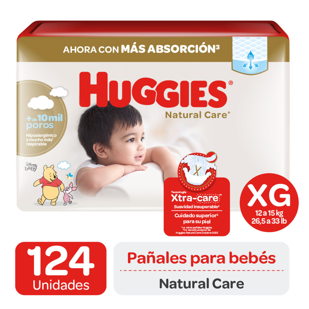 Pañales Huggies Natural Care Xg 124 Unidades